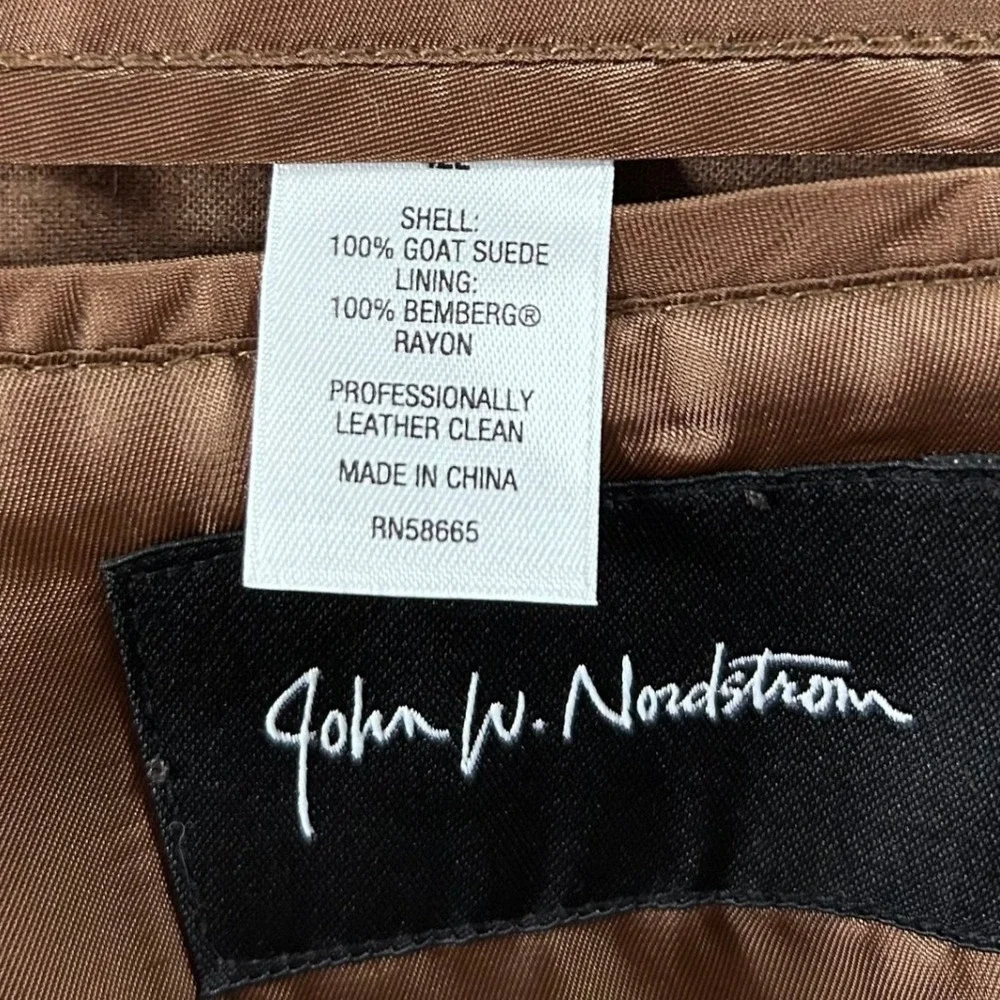 John W Nordstrom Goat Suede Sport Coat Mens 42L Brown Leather Blazer Jacket